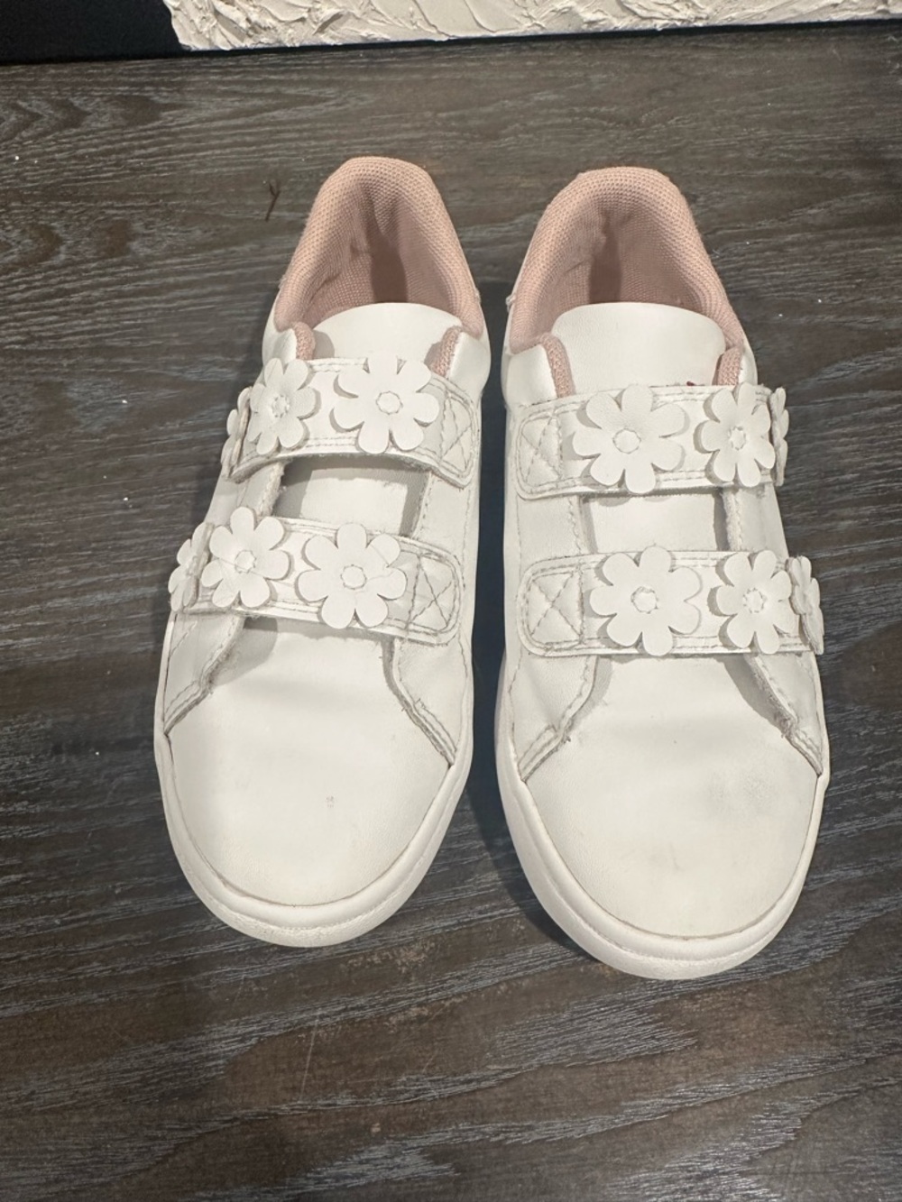 H&M White Sneakers with Pink Lining and Floral Straps